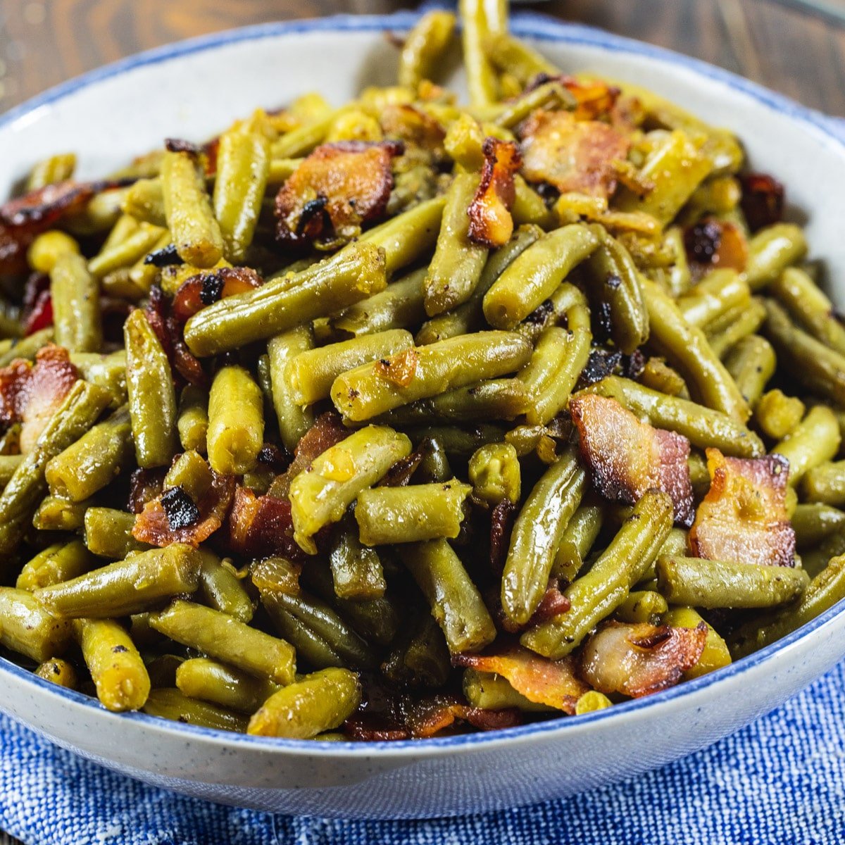 Candied Green Beans in a serving bowl.