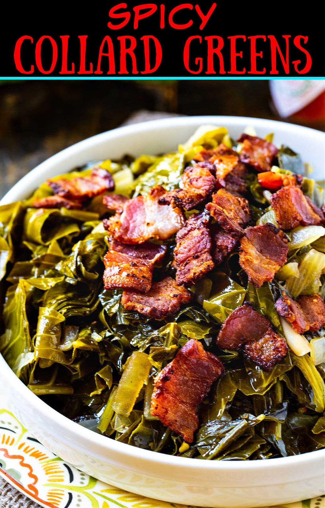 Spicy Collard Greens in a serving bowl.