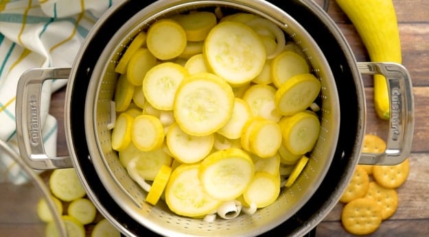 Steaming the squash.