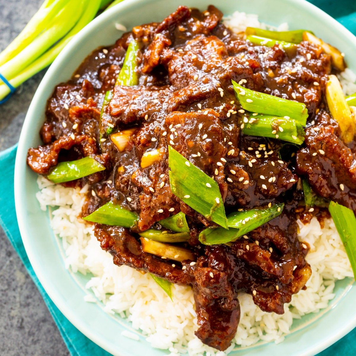 Instant Pot Mongolian Beef over rice.