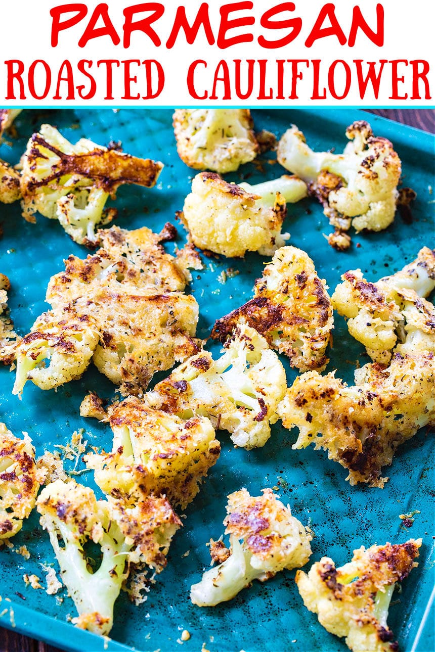 Parmesan Roasted Cauliflower on baking sheet.