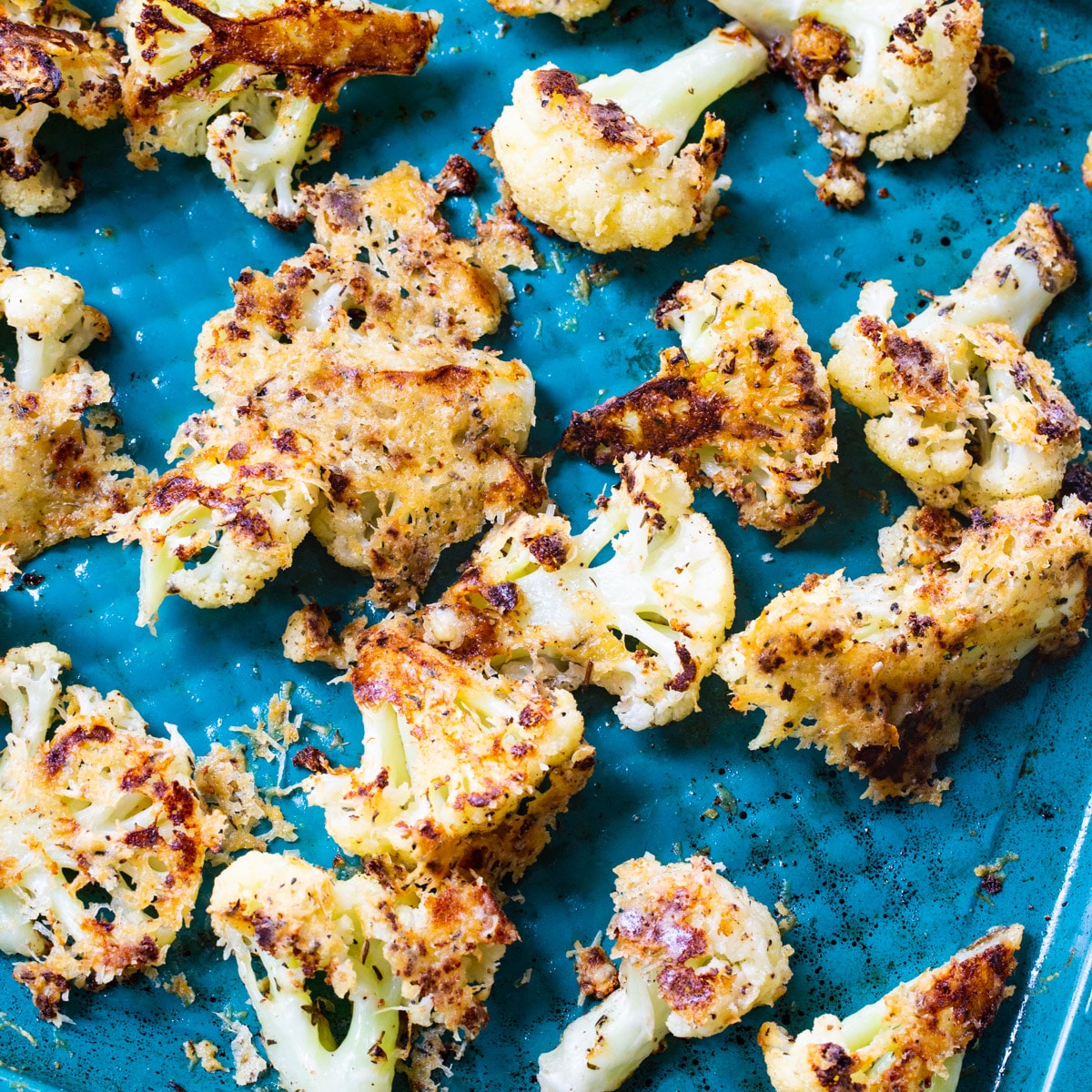 Parmesan Roasted Cauliflower on a baking sheet.