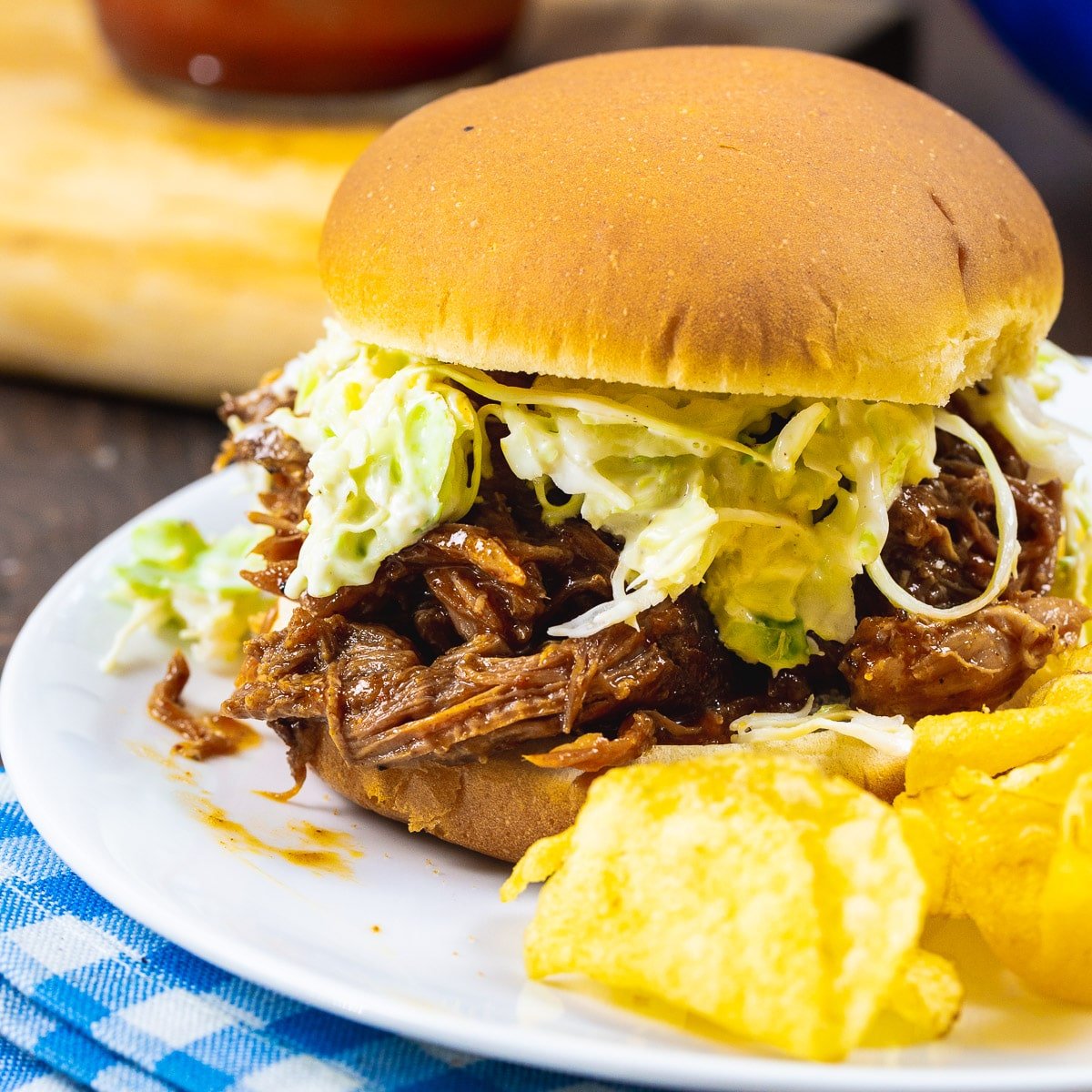 Pulled Pork Sandwich with coleslaw.