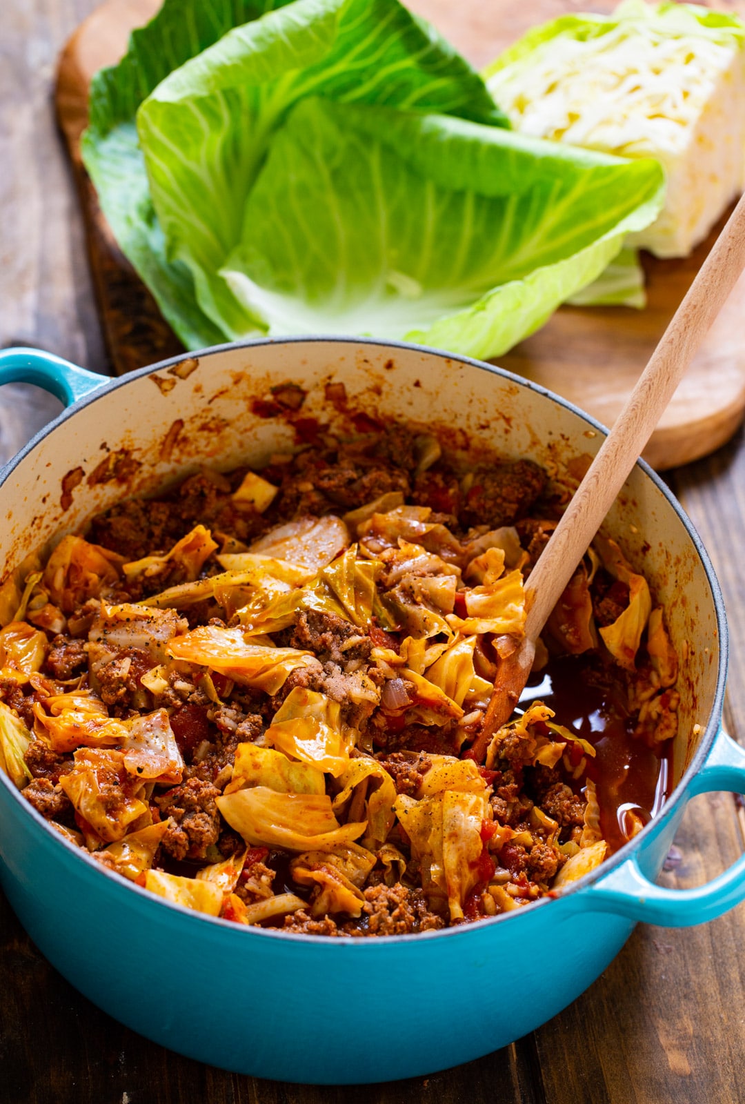 Unstuffed Cabbage Rolls in Dutch oven.