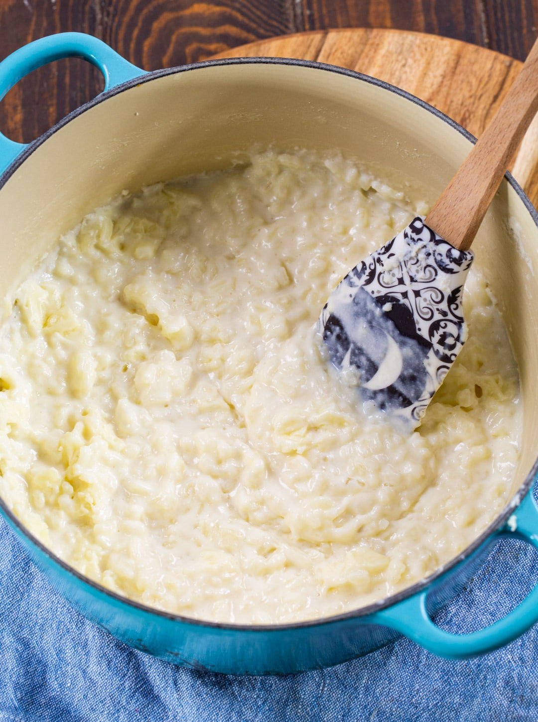 Rice Pudding in a dutch oven.