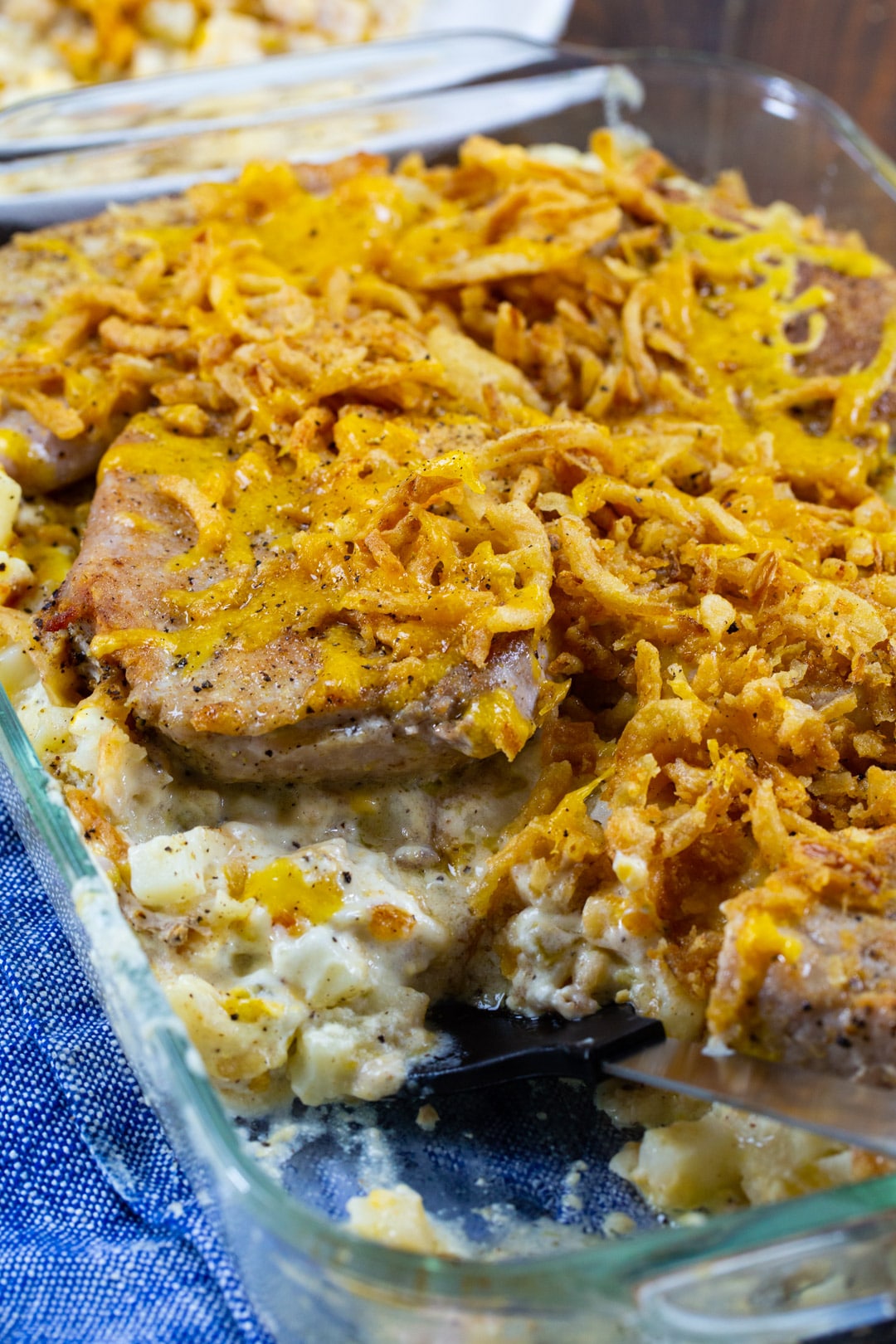 Pork Chop Potato Casserole in 9x13-inch dish.