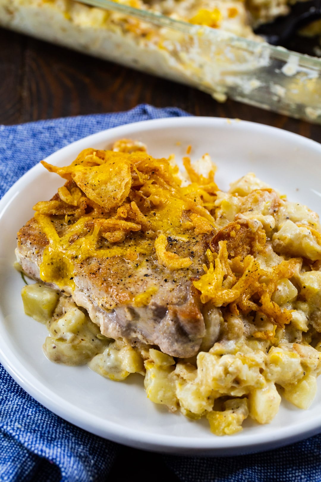 Pork Chop Casserole on a plate.