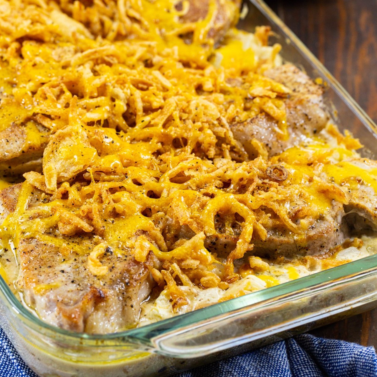 Pork Chop Potato Casserole in 9x13-inch baking dish.