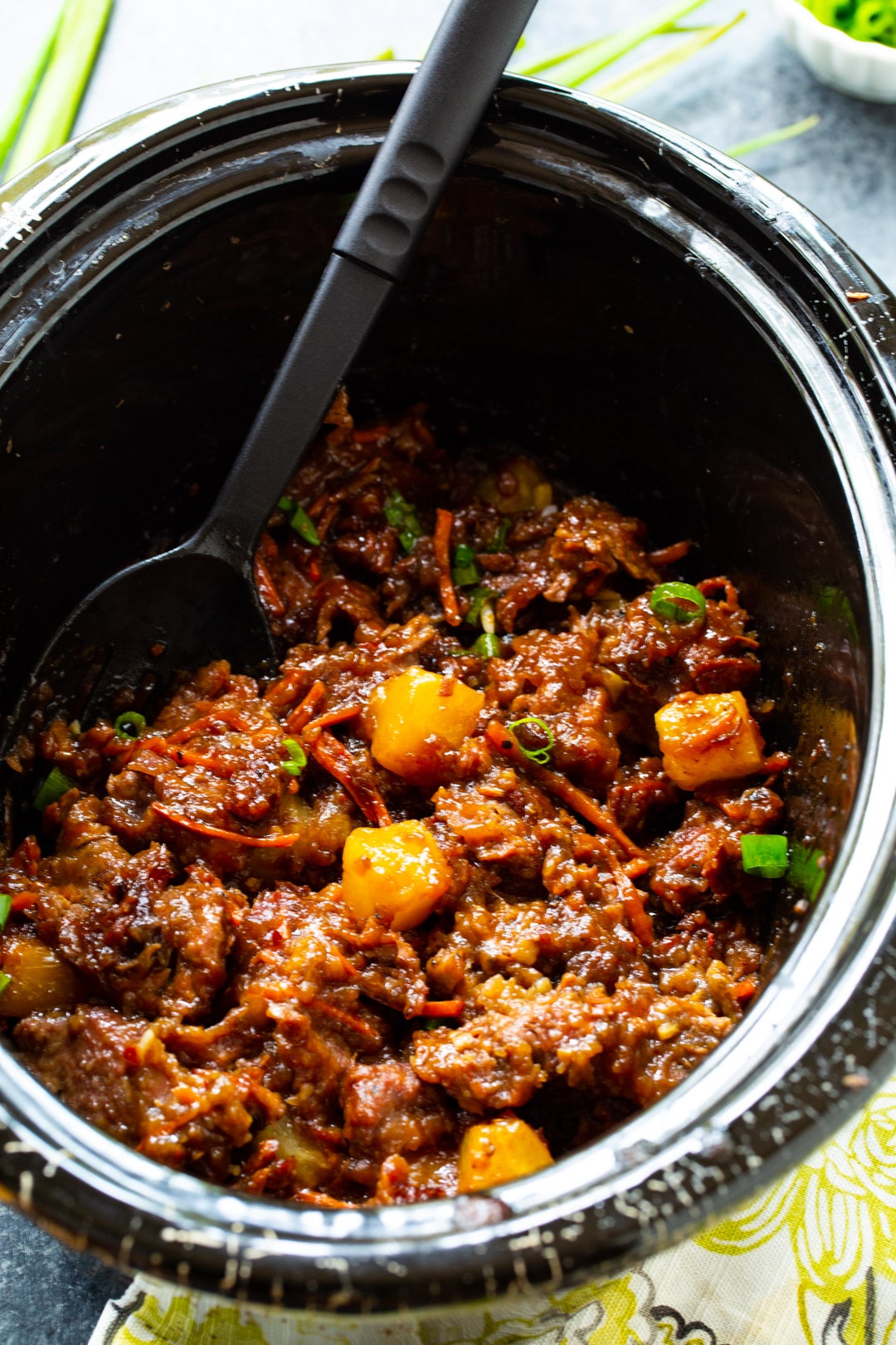 Spicy Mongolian Beef in a slow cooker.