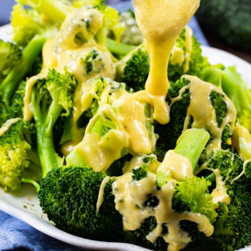 Broccoli with Cheddar Sauce - Spicy Southern Kitchen