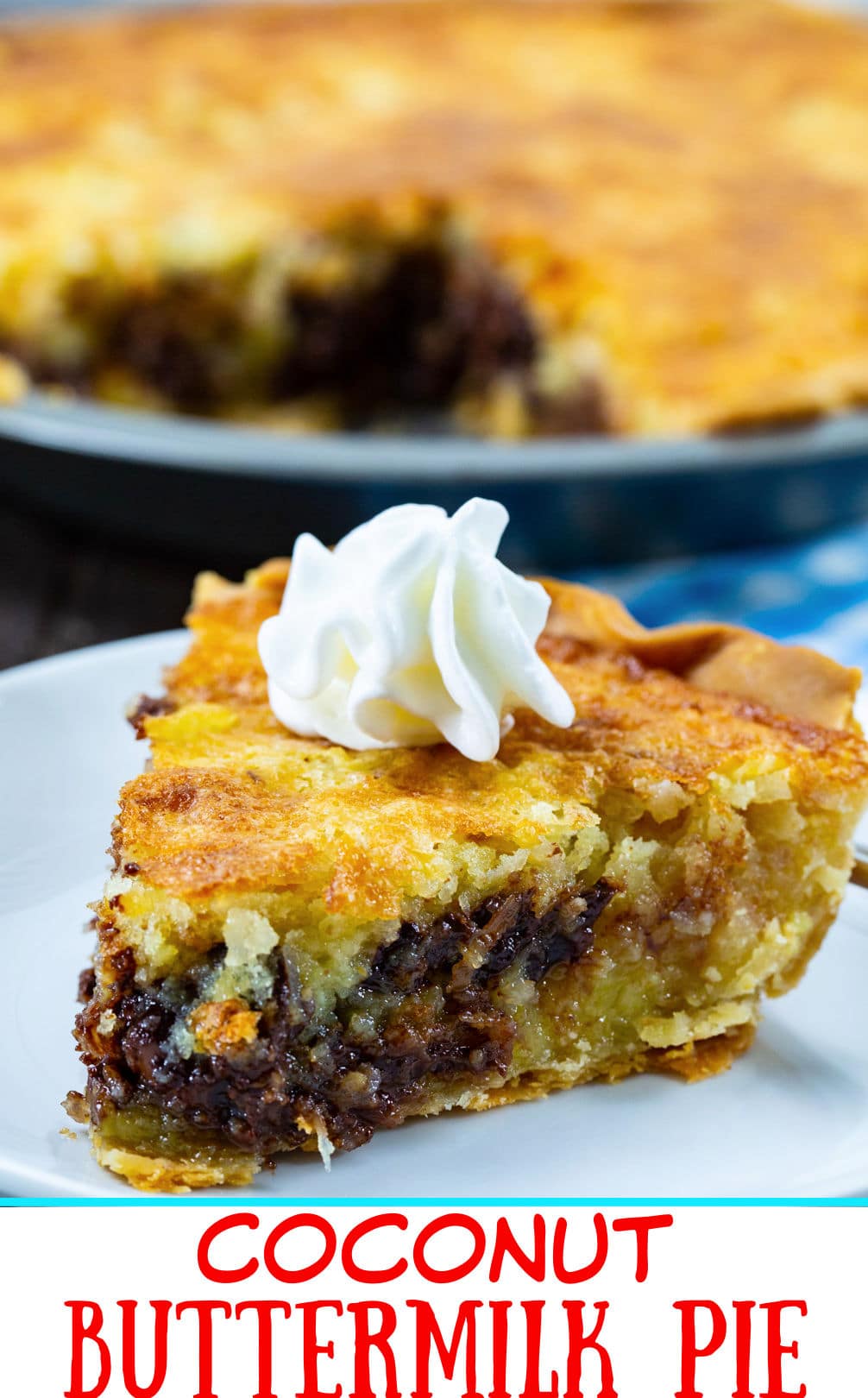 Slice of Coconut Buttermilk Pie on plate.