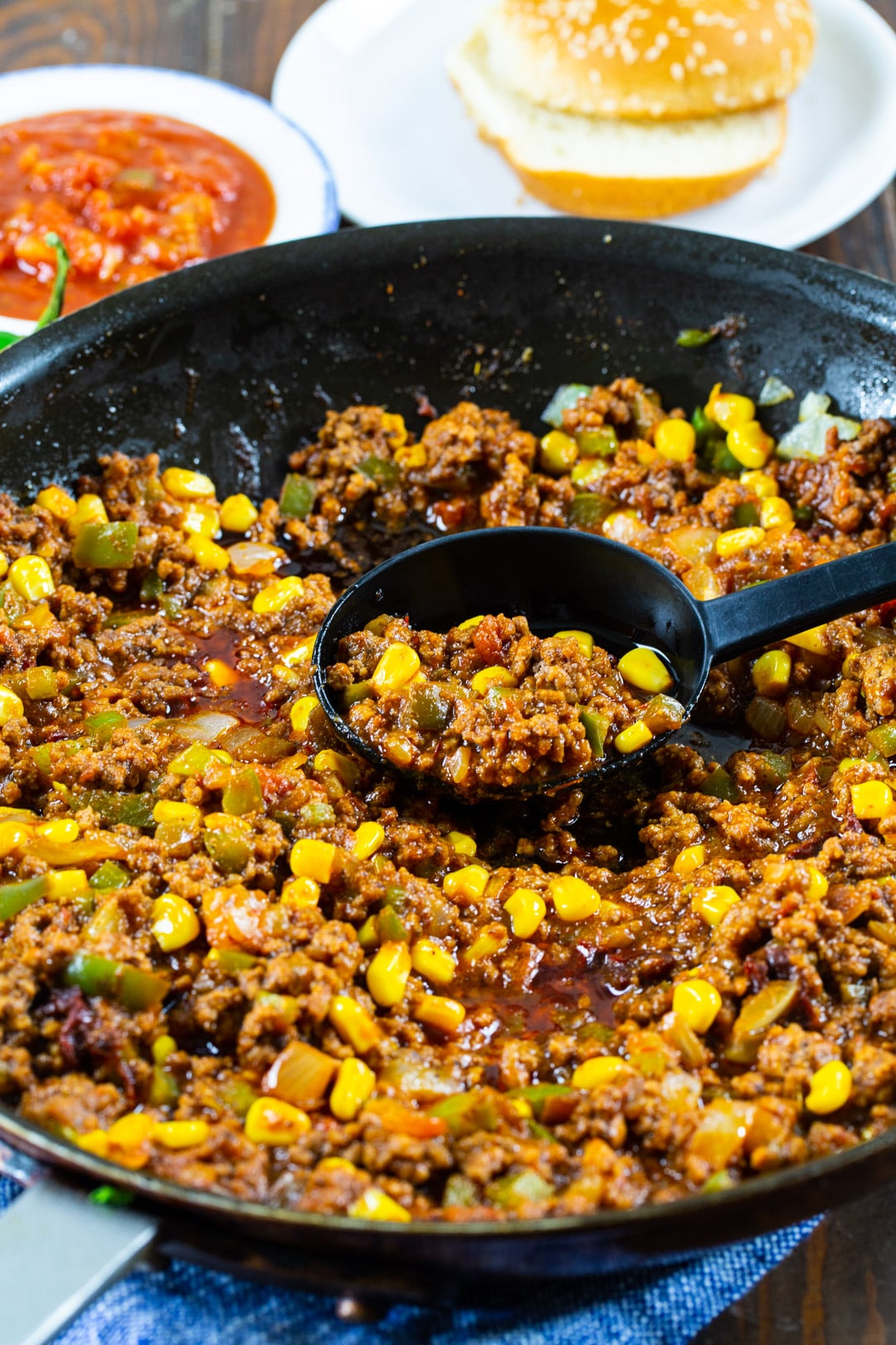 Tex-Mex Sloppy Joes mixture in a skillet.