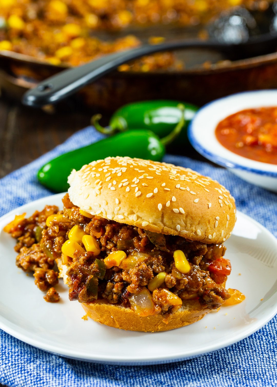 Tex Mex Sloppy Joes on a plate.