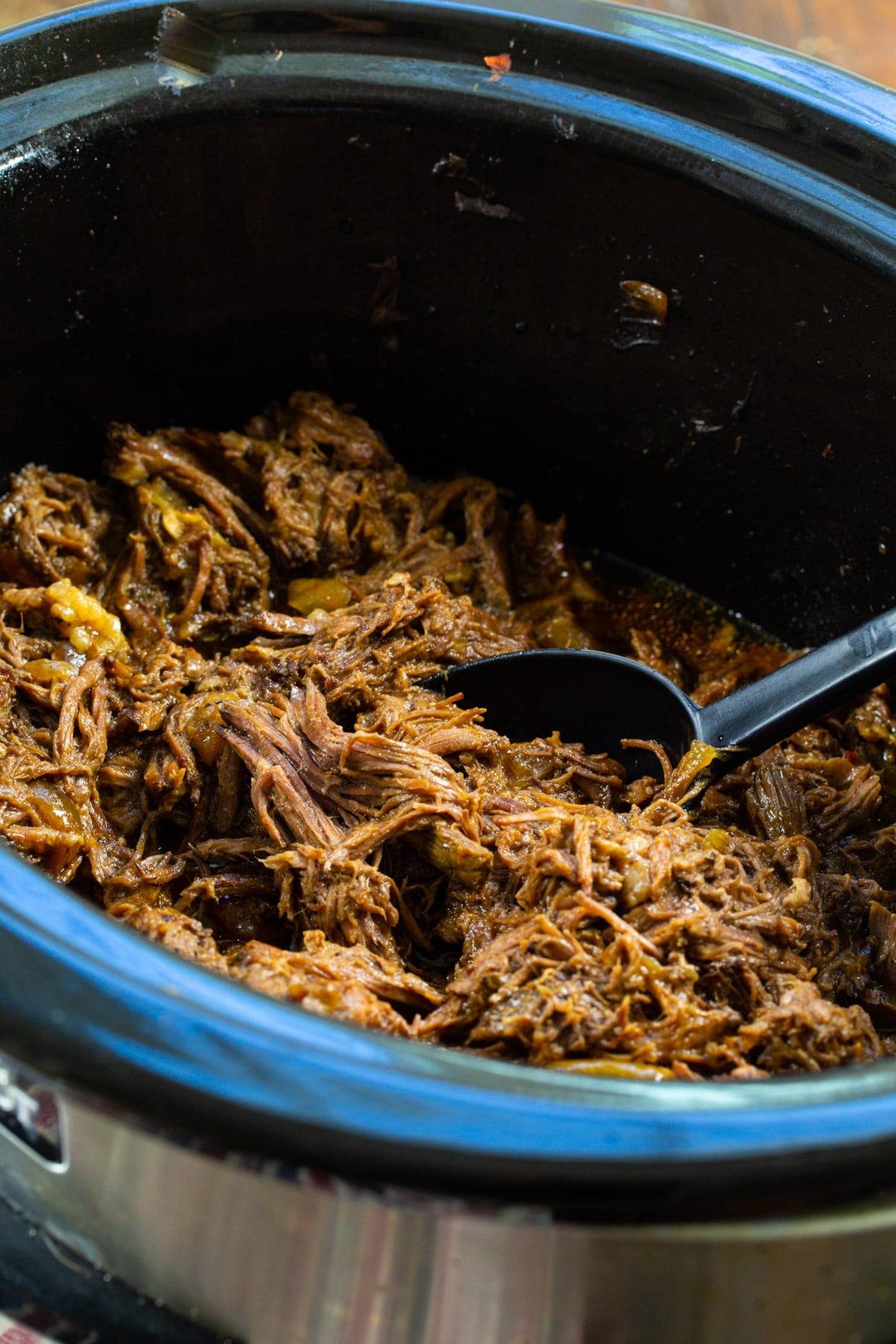 BBQ Beef in a slow cooker.
