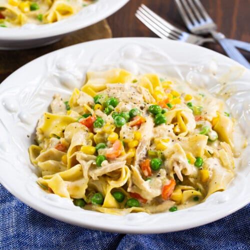 Chicken Pot Pie Noodles - Spicy Southern Kitchen