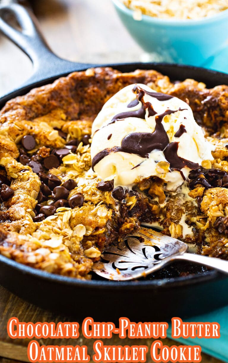 Chocolate ChipPeanut Butter Oatmeal Skillet Cookie Spicy Southern