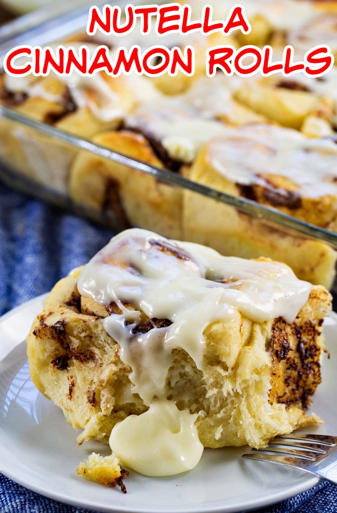 Nutella Cinnamon Roll on a small plate.