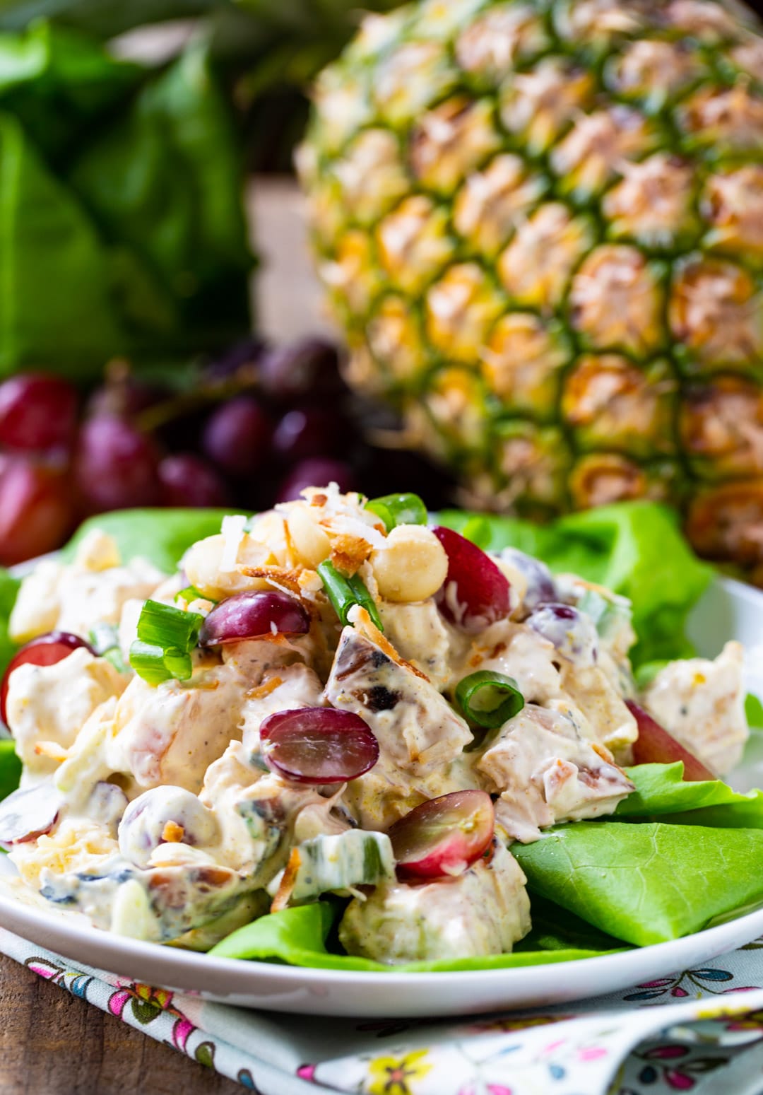 Chicken Salad on a bed of lettuce.