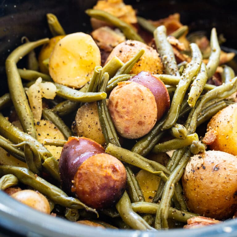 Crock Pot Sausage Potatoes And Green Beans Spicy Southern Kitchen 3875