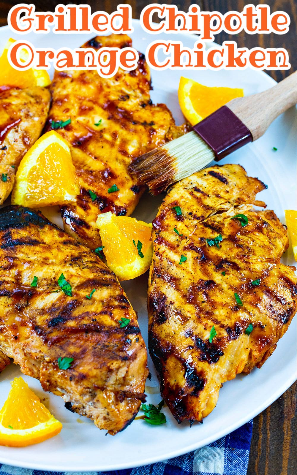 Grilled Chipotle Orange Chicken on a serving plate.