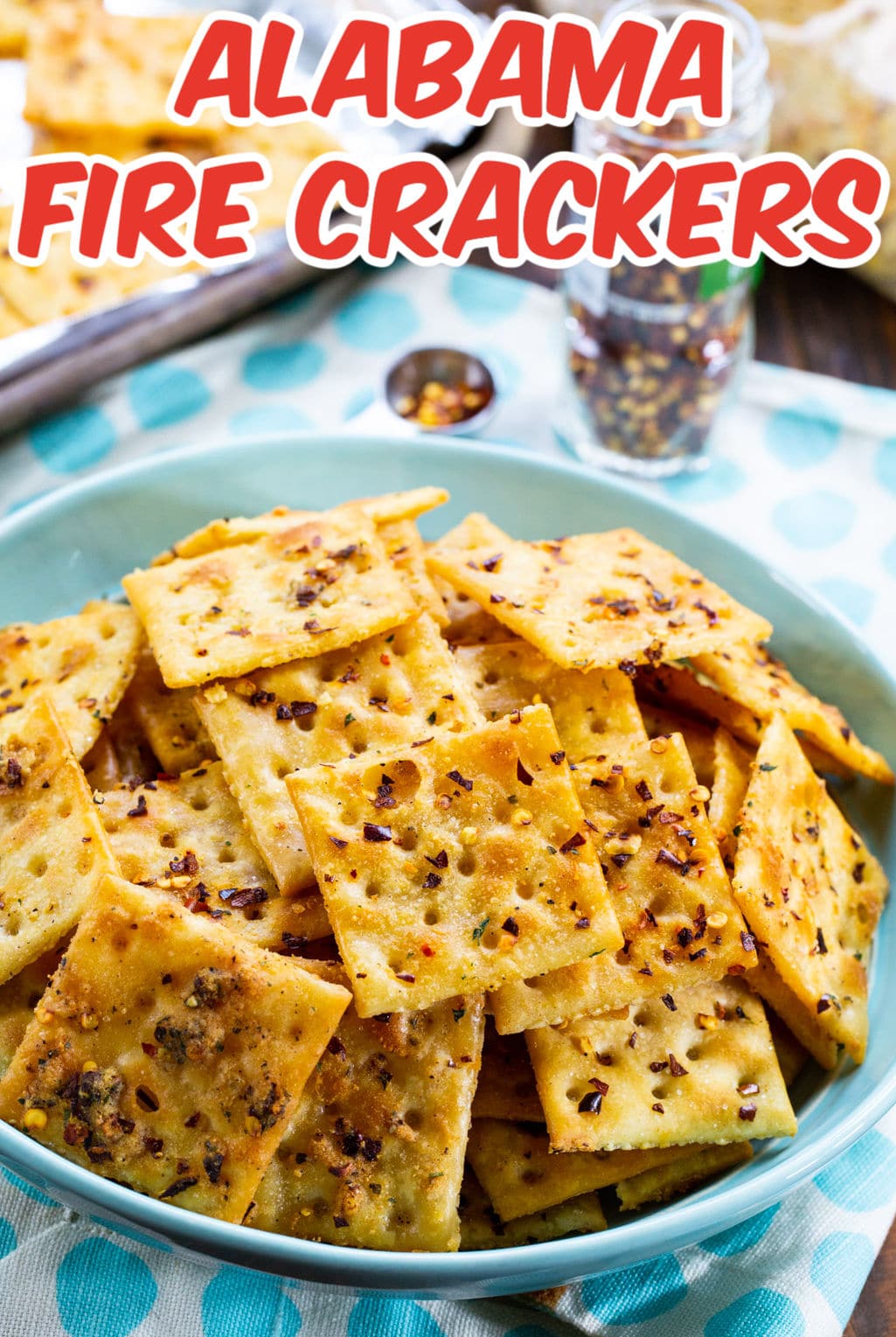 Alabama Fire Crackers in a blue bowl.