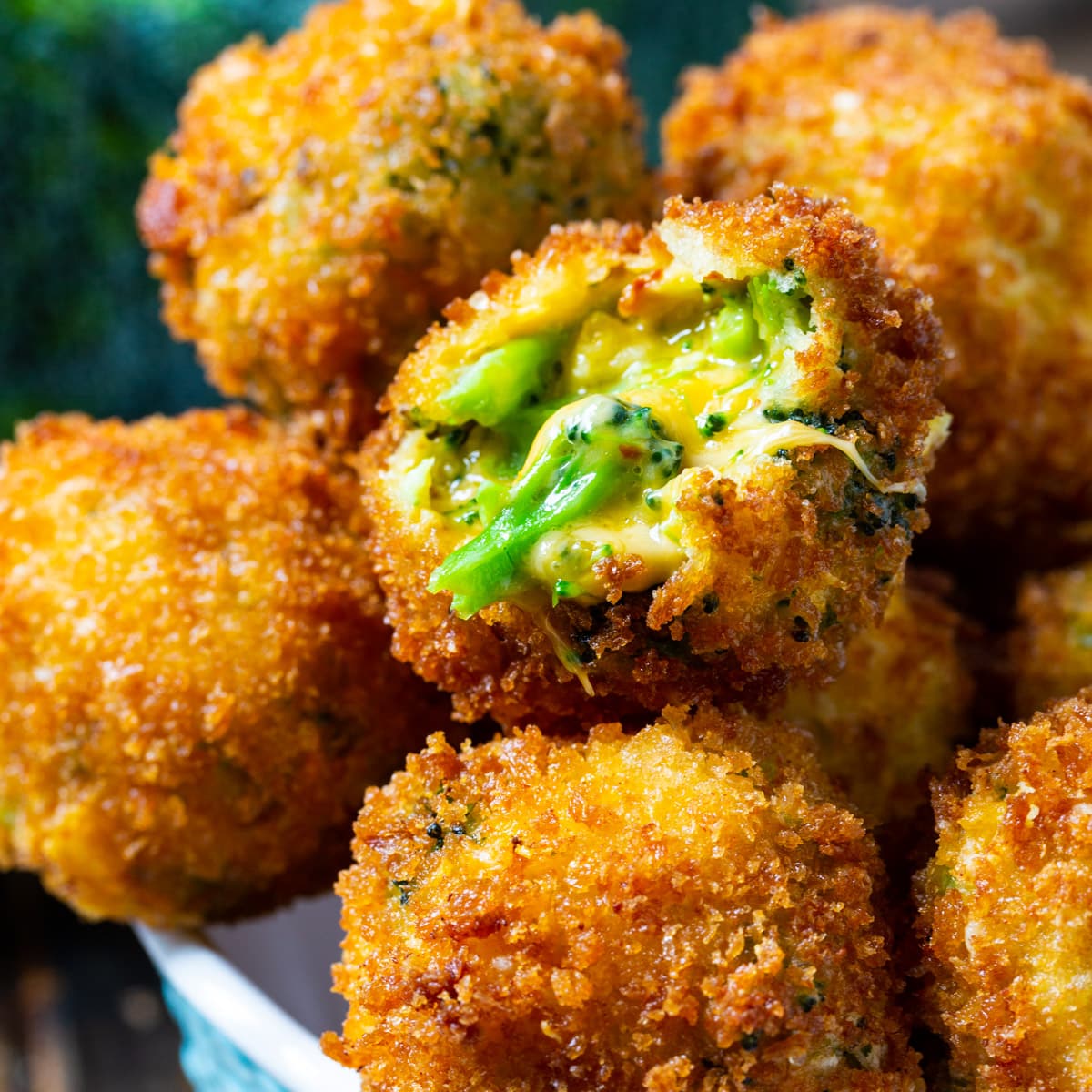 Broccoli Cheese Balls in a bowl.