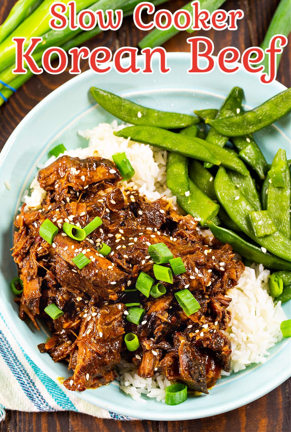 Slow Cooker Korean Beef over white rice.