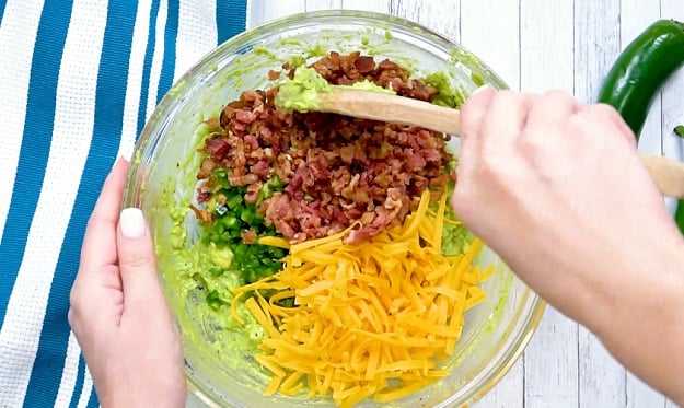 Jalapenos, cheddar cheese and bacon added.