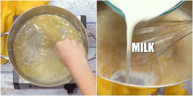 Making the bechamel.