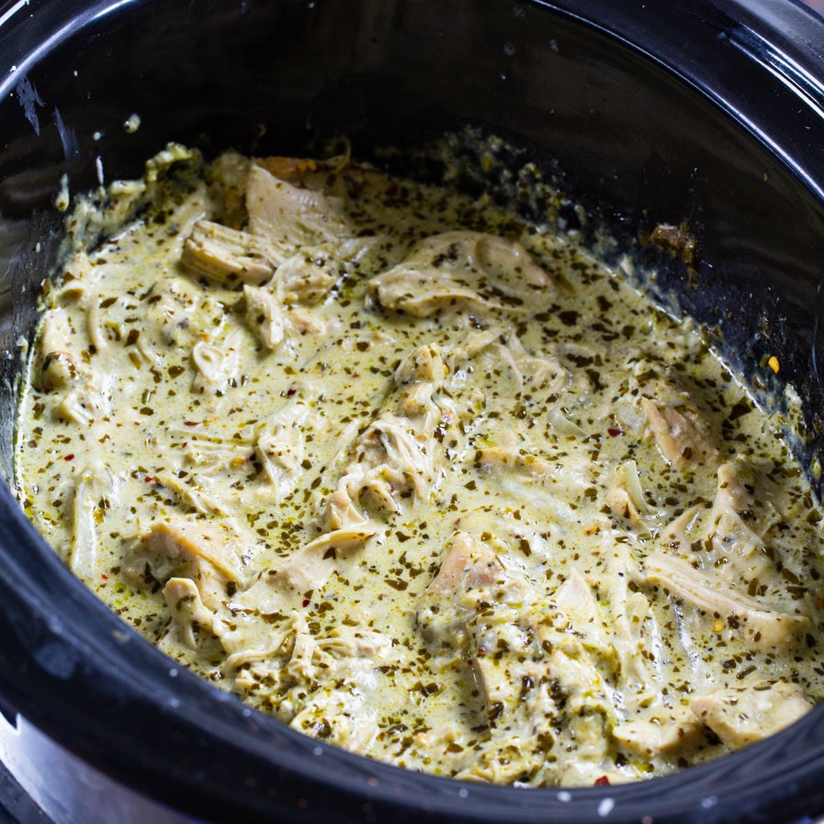 Slow Cooker Creamy Pesto Chicken