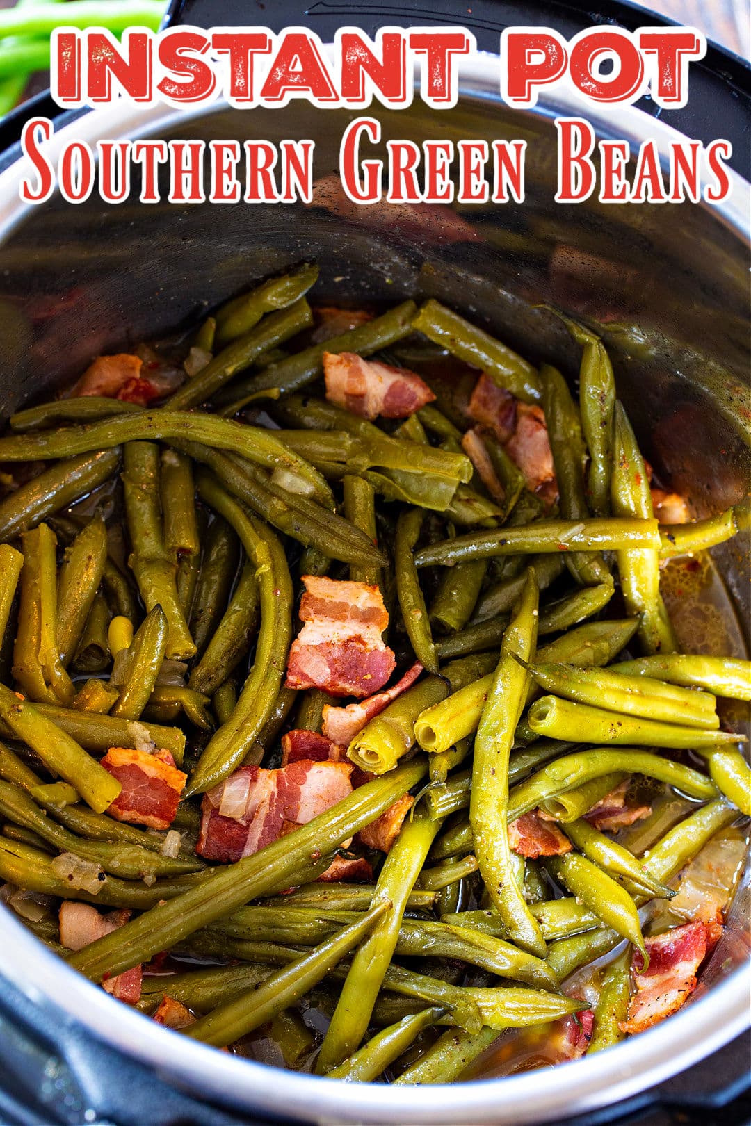 Cooked Green Beans in Instant Pot.