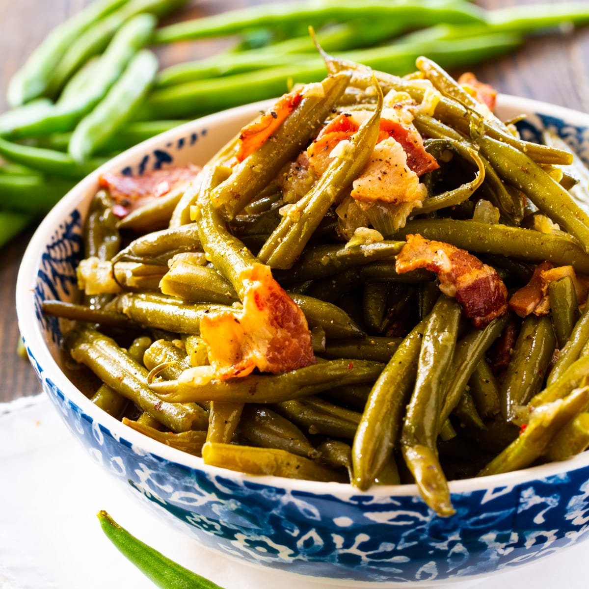Instant Pot Southern Green Beans in serving bowl.
