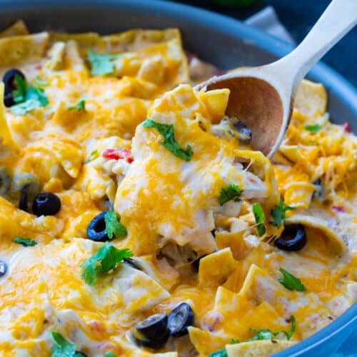 One Pot Creamy Chicken Enchilada Skillet Spicy Southern Kitchen