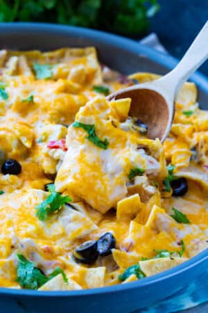 One Pot Creamy Chicken Enchilada Skillet - Spicy Southern Kitchen