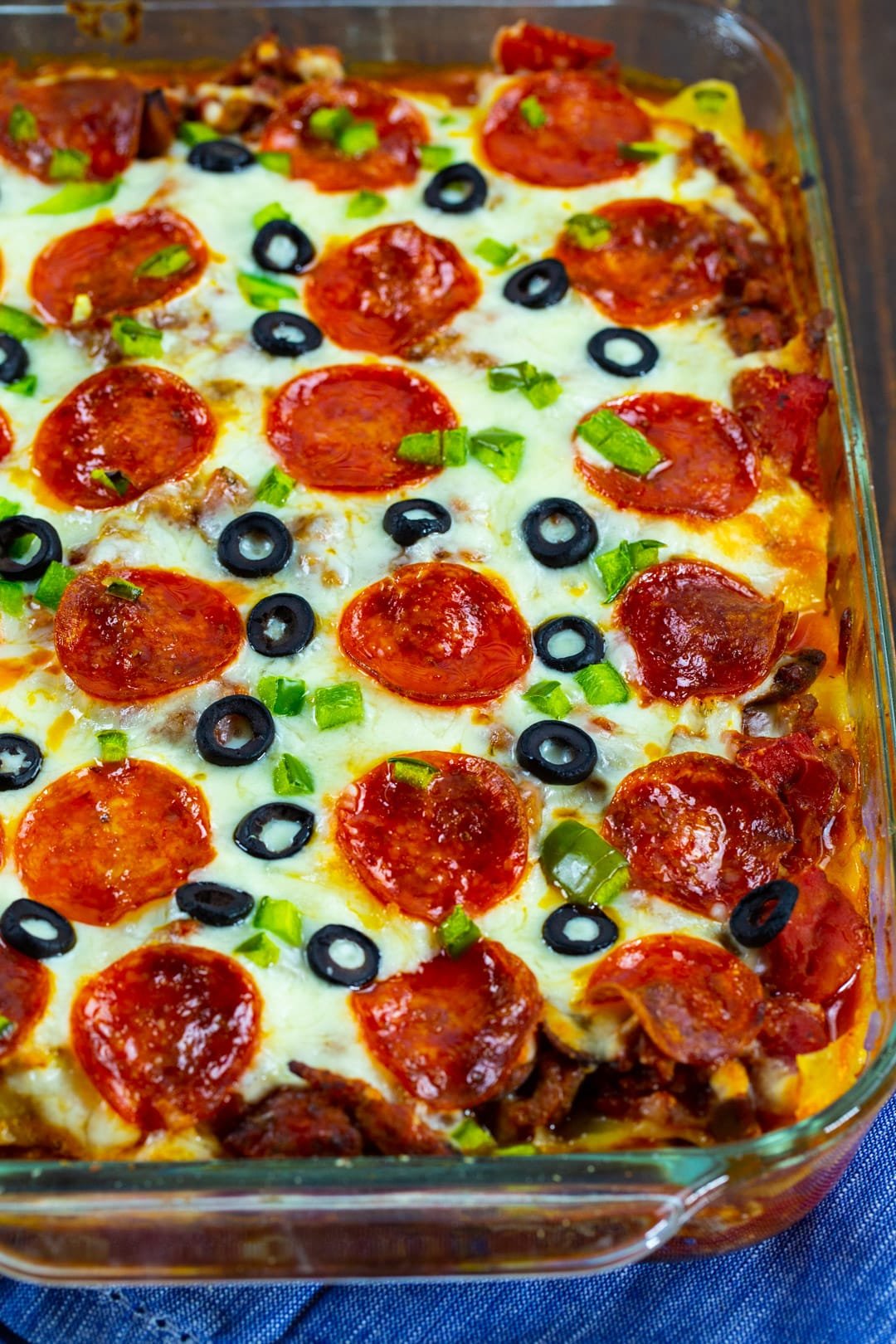 Pizza Lasagna in baking dish.