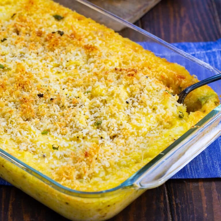 Cheesy Mashed Potato Casserole - Spicy Southern Kitchen