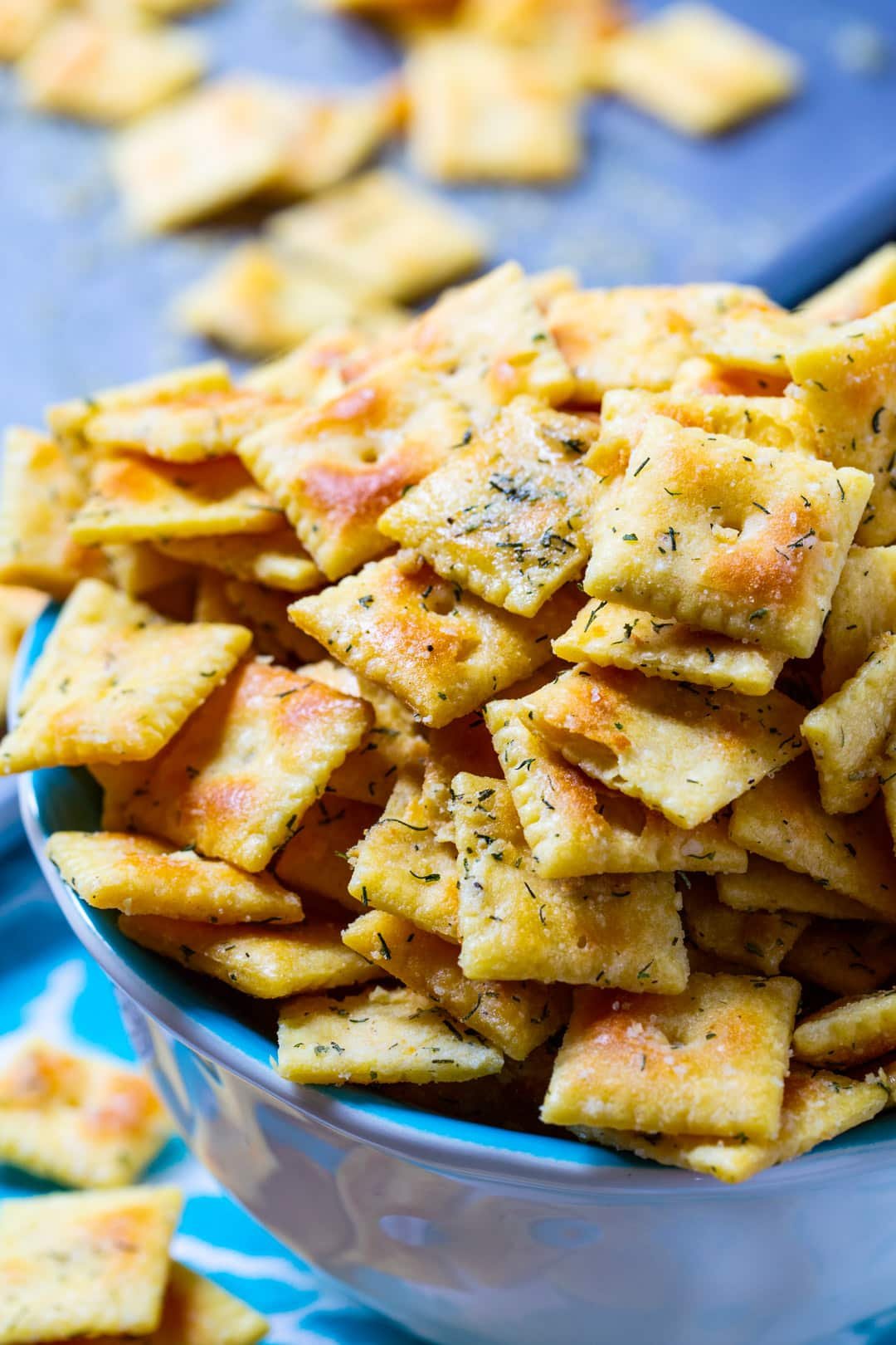 Ranch Cheez-Its in a bowl.