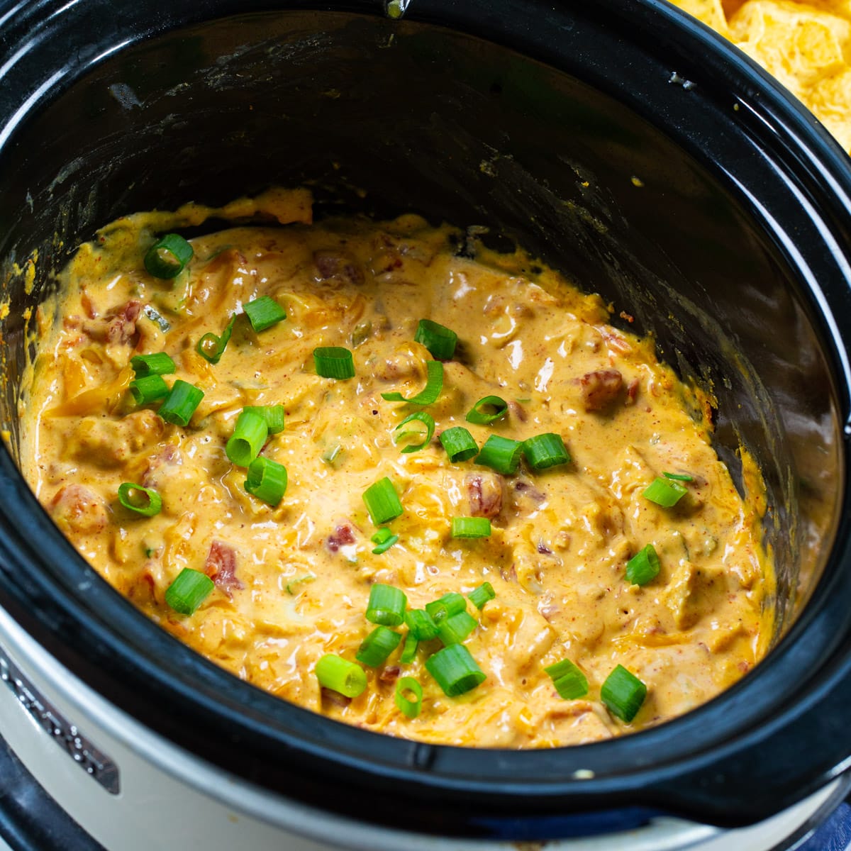 Chicken Nacho Dip in a slow cooker.