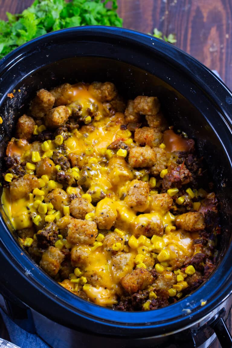 Slow Cooker Taco Tater Tot Casserole - Spicy Southern Kitchen