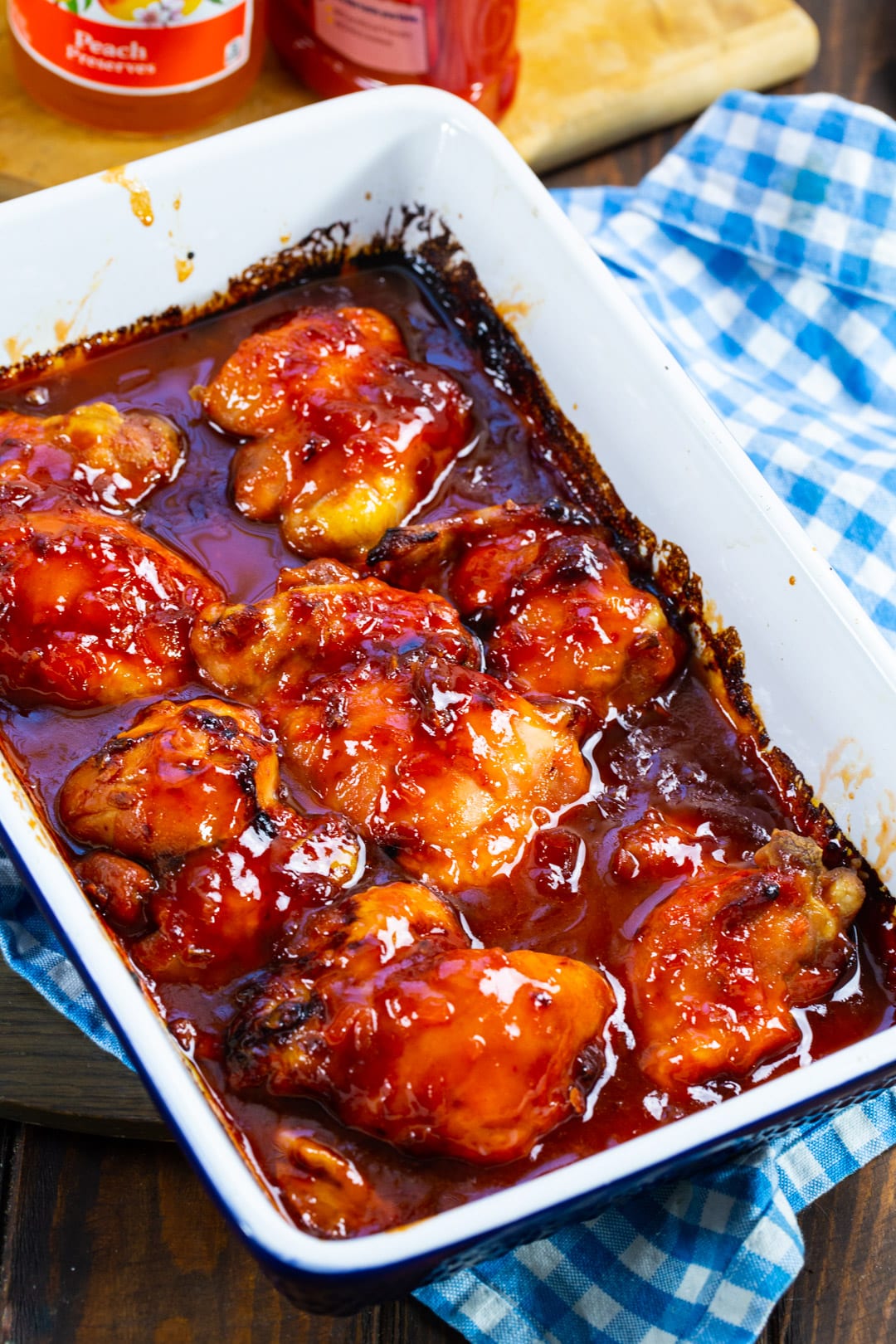 Finished dish in a baking pan.