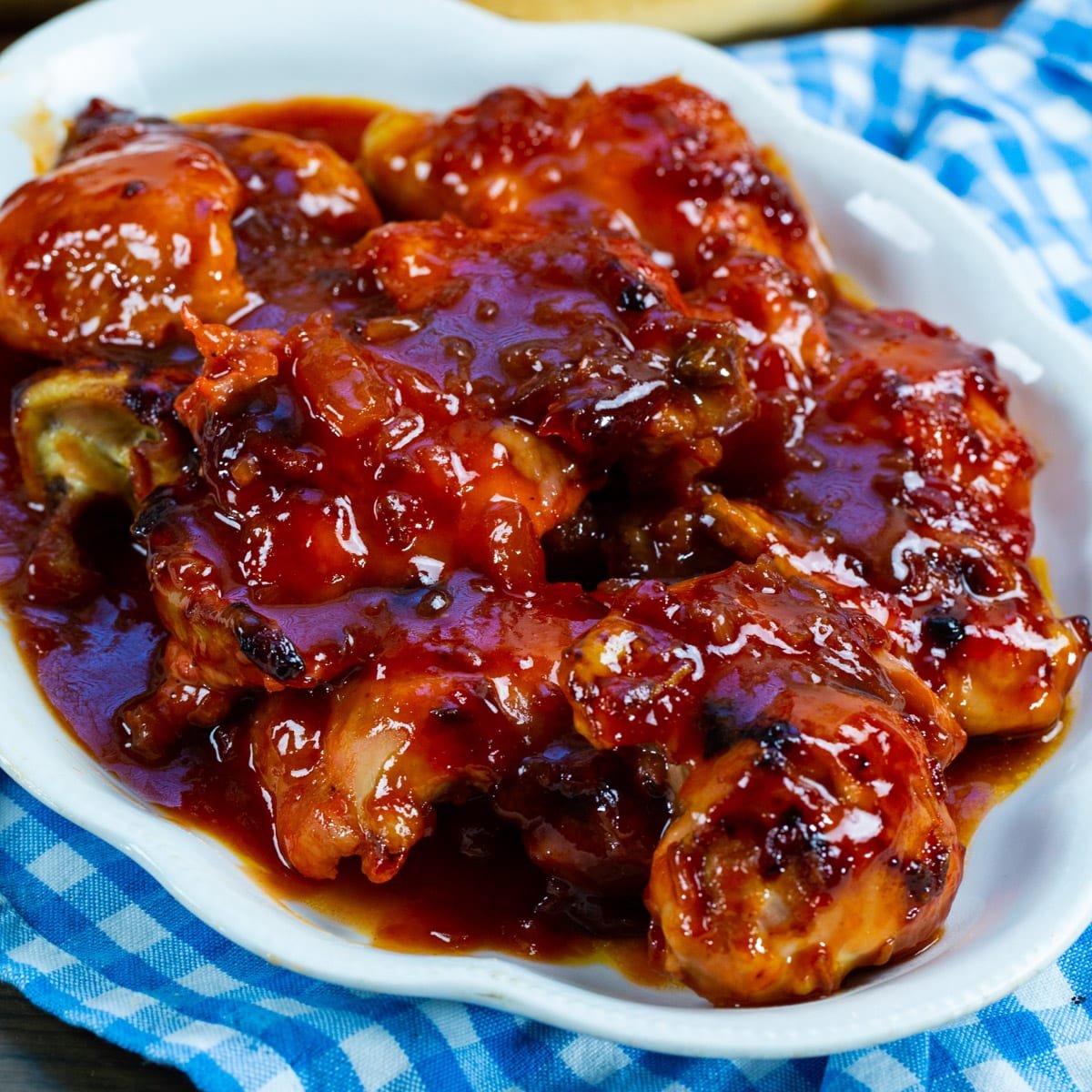 Baked Apricot Chicken connected  a serving plate.