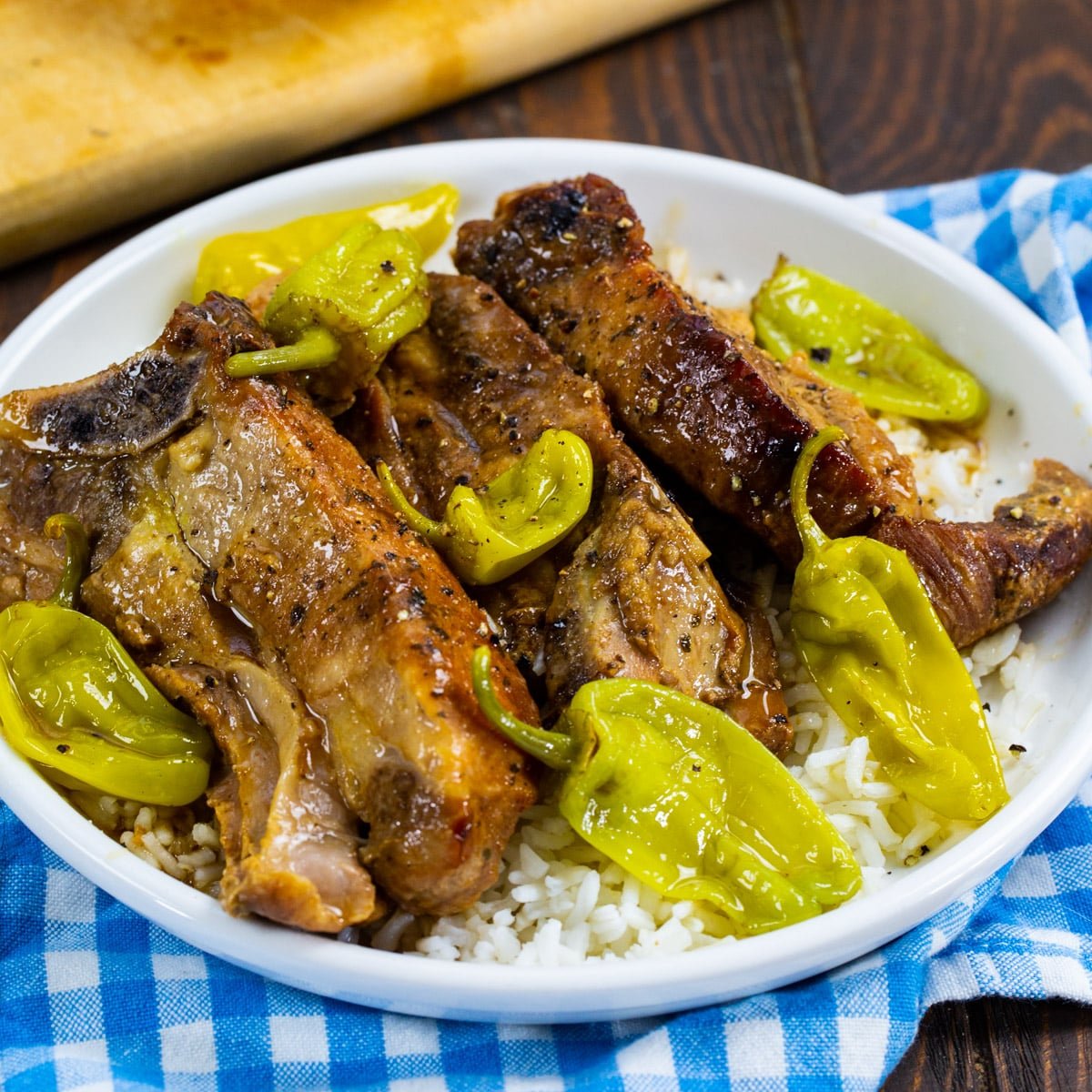 Slow Cooker Mississippi Country Ribs over rice.