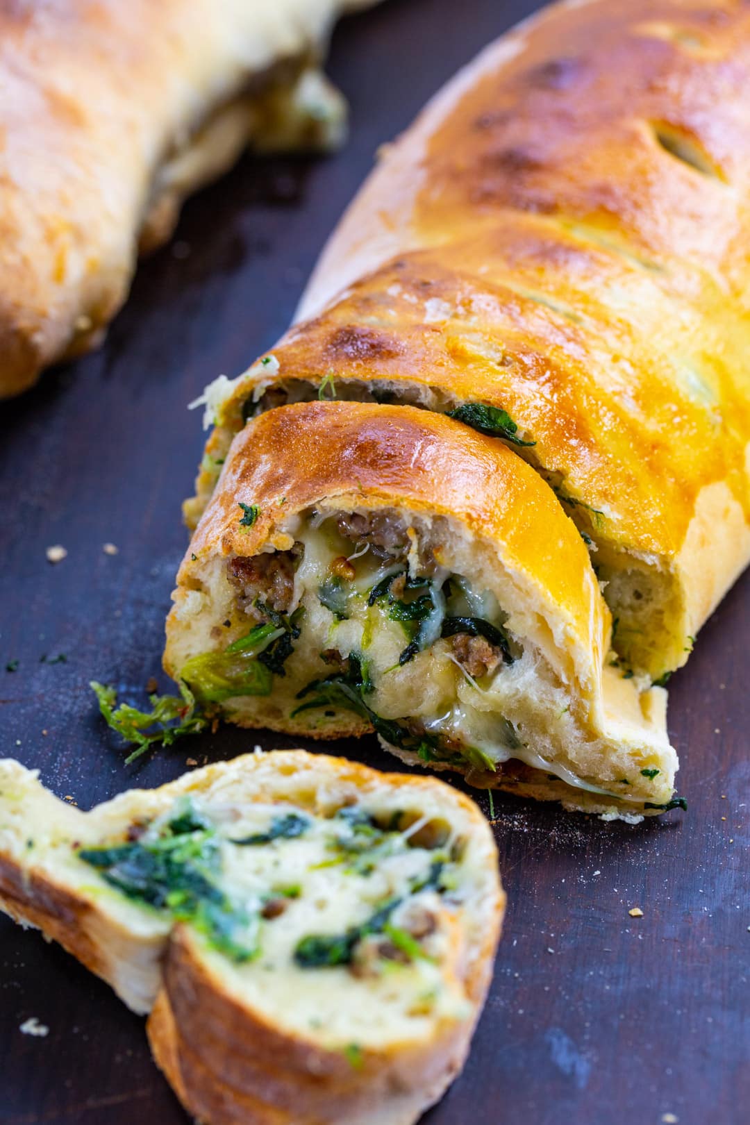 Sausage Bread cut into slices.