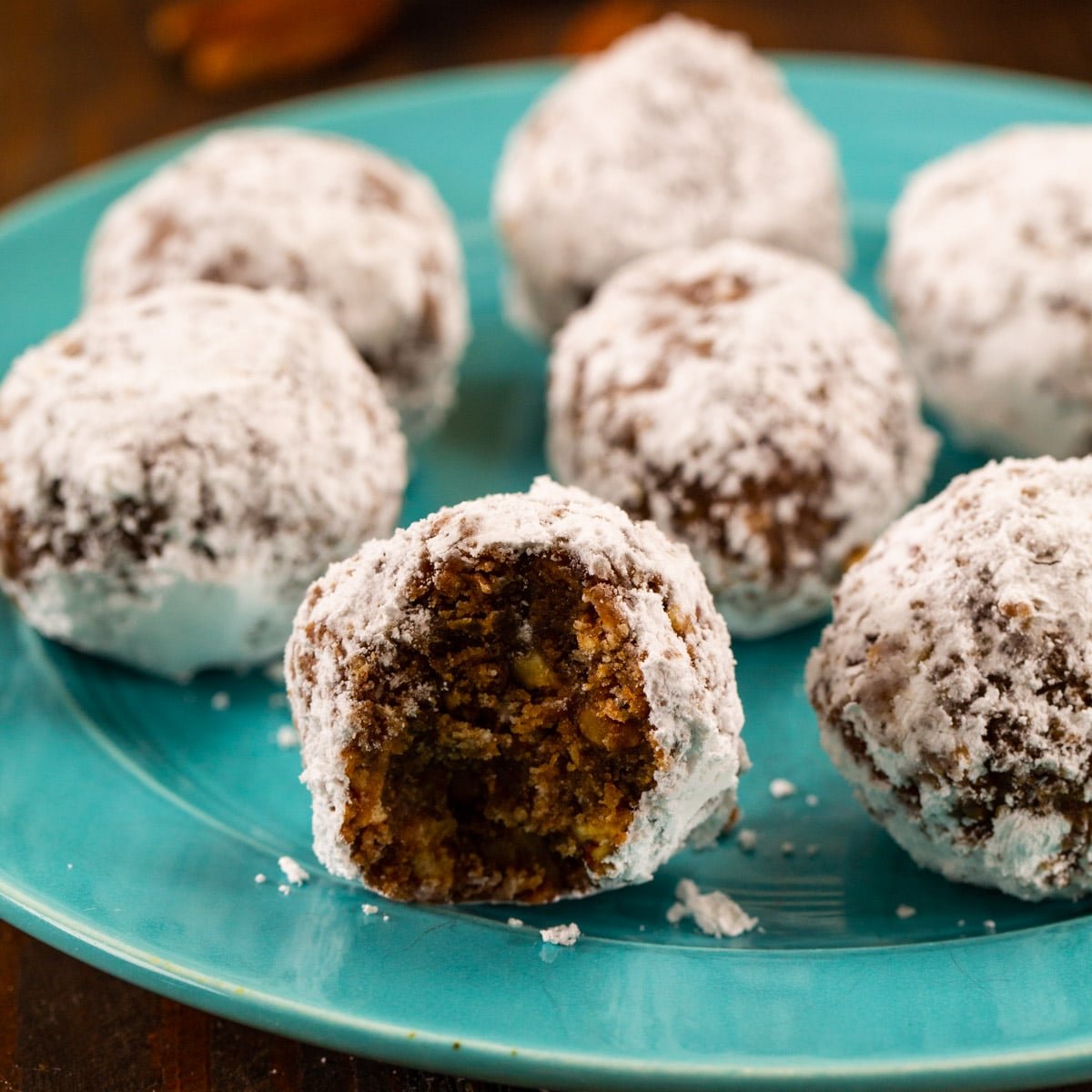 Vanilla Wafer Bourbon Balls on a plate.