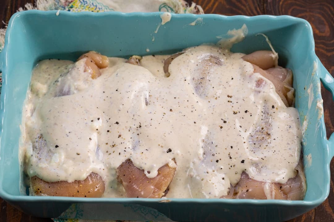 Chicken before going in oven.