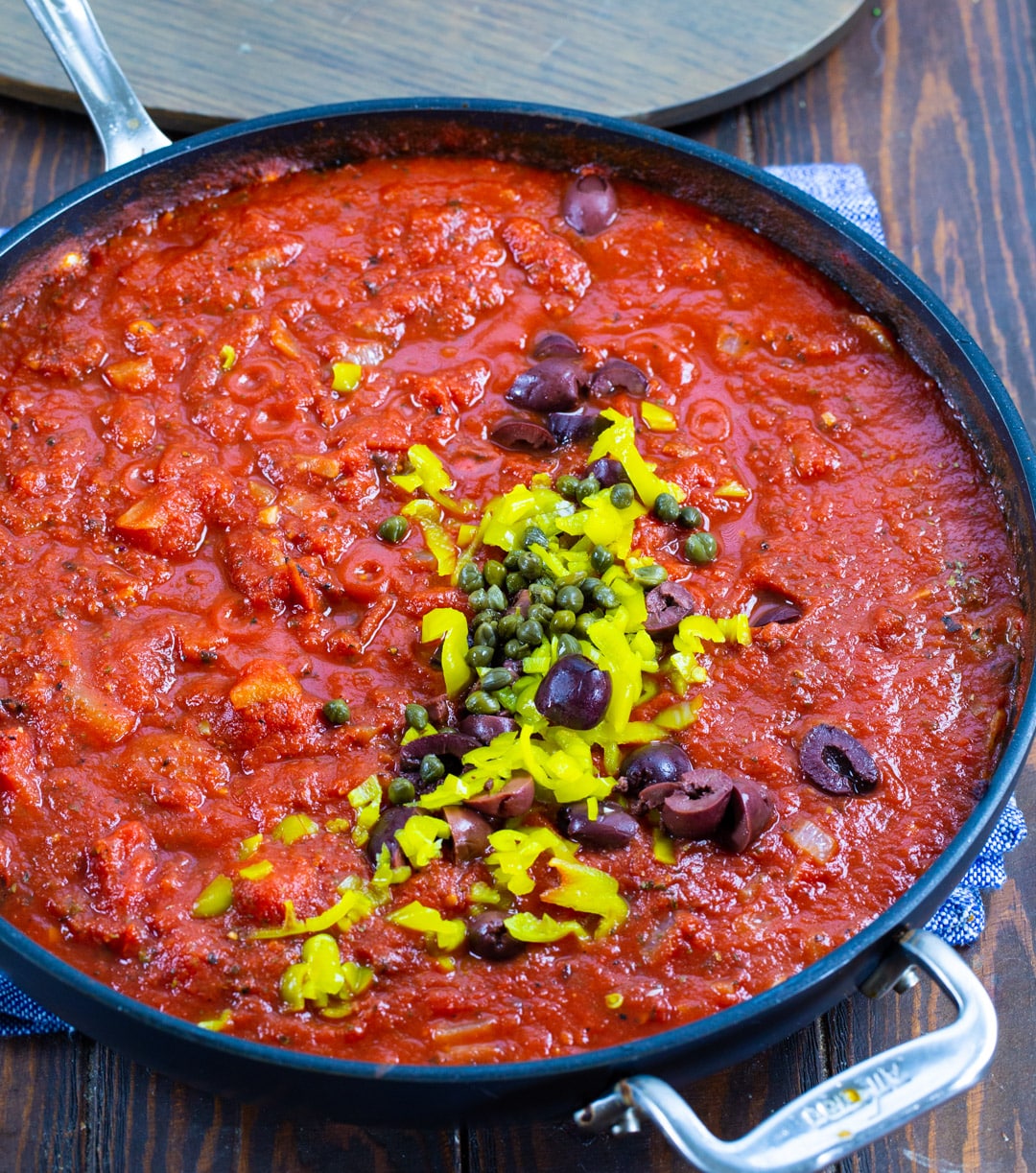 Sauce being cooked in a skillet.