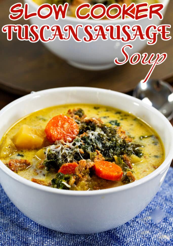 Slow Cooker Tuscan Sausage Soup Spicy Southern Kitchen