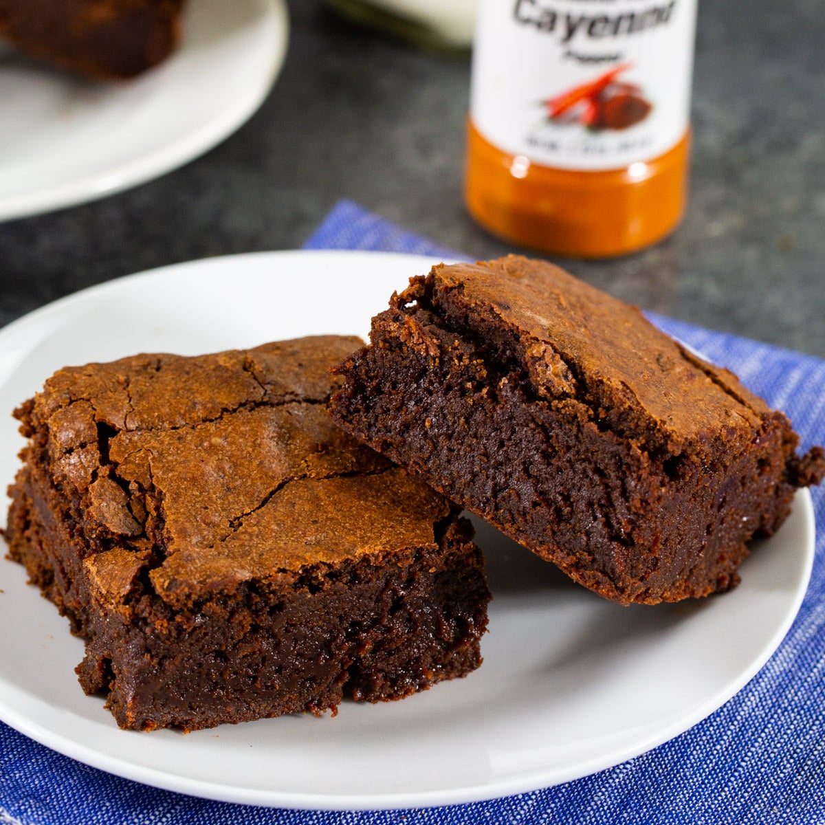Spicy Chocolate Brownies on a plate.
