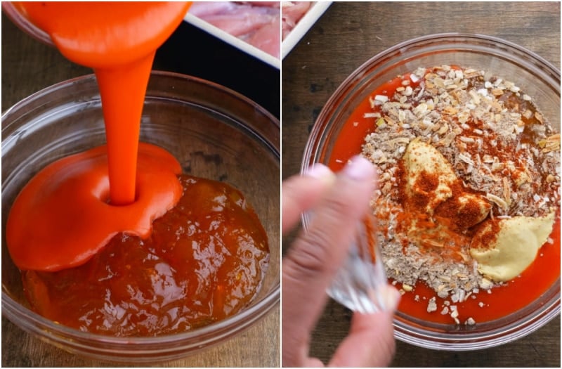 Mixing the glaze.