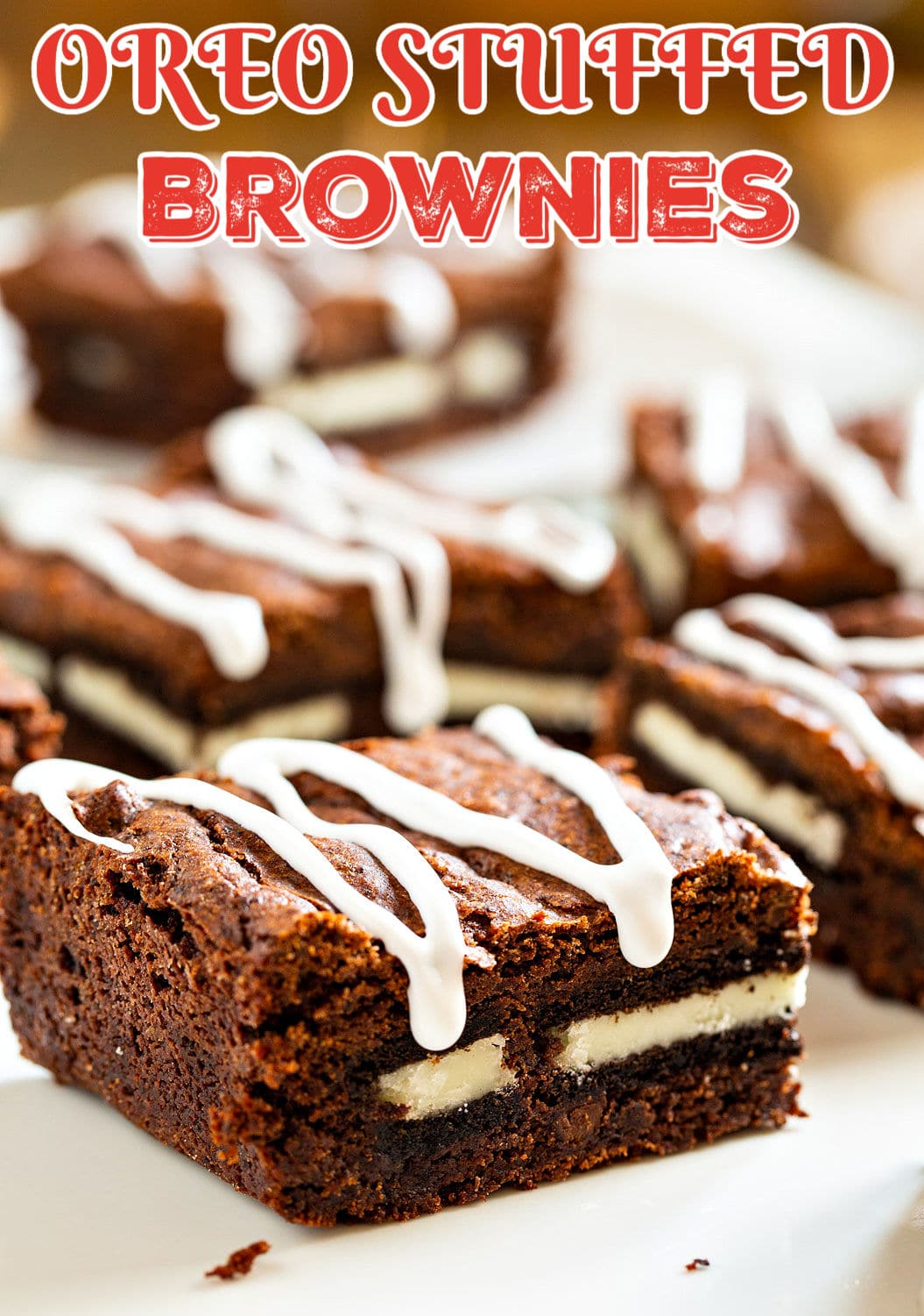 Oreo Stuffed Brownies on a plate.